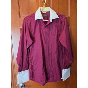 Donald J Trump Signature Collection Men's 15 Dress Shirt Red White Collar & Cuff